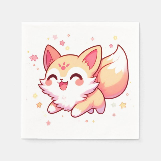 Guardanapo De Papel Chá de fraldas Whimsical Fox Adorável (Frente)