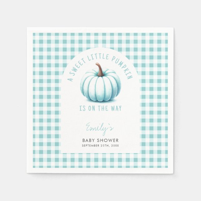 Guardanapo De Papel Chá de fraldas Xadrez Pumpkin Blue Gingham (Frente)
