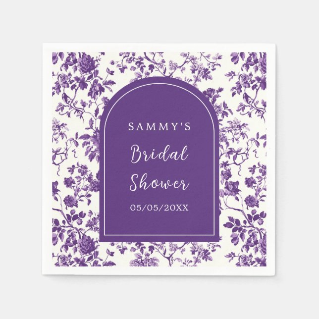 Guardanapo De Papel Chá de Noiva Antigo em Roxo Chinoiserie (Frente)