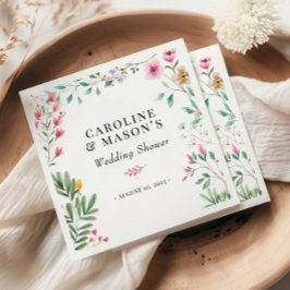 Guardanapo De Papel Chá de Noiva Aquarela de Flores Silvestres