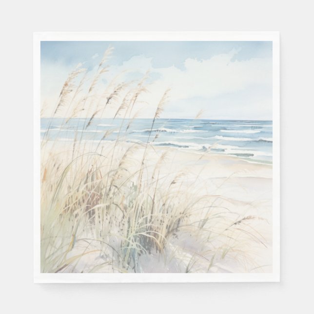 Guardanapo De Papel Chá de Noiva Aquarela Moderna à Beira-Mar (Frente)