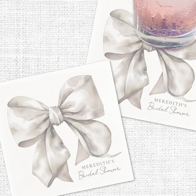 Guardanapo De Papel Chá de Noiva Arco Elegante (Elegant Bow Bridal Shower Napkins)
