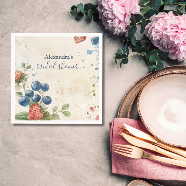 Guardanapo De Papel Chá de Noiva Boho Berry Doce Morango (Criador carregado)