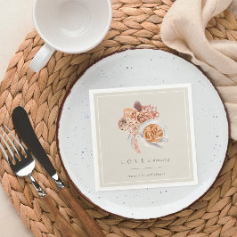 Guardanapo De Papel Chá de Noiva Boho Floral Café "O Amor está Ferment