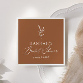 Guardanapo De Papel Chá de Noiva Boho Laranja Queimado Minimalista