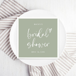 Guardanapo De Papel Chá de Noiva Boho Minimalista Verde Salvia