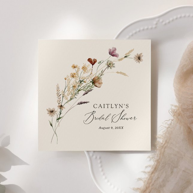Guardanapo De Papel Chá de Noiva Boho Outono com Flores Silvestres (Criador carregado)