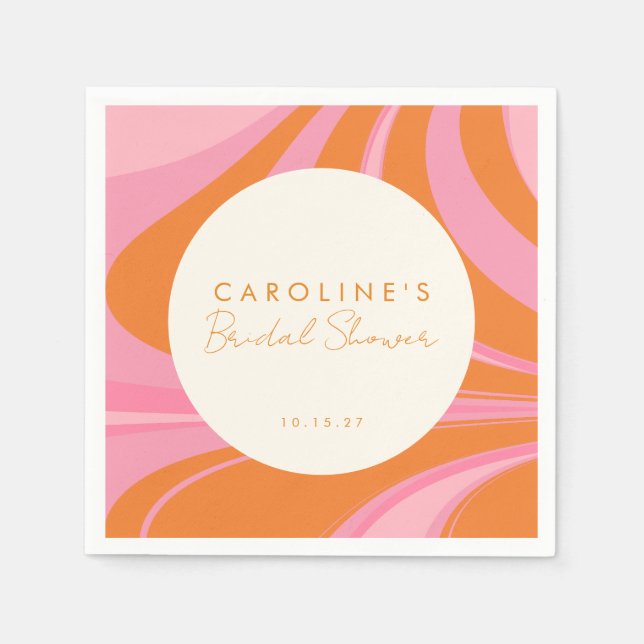 Guardanapo De Papel Chá de Noiva Boho Rosa Laranja Abstrato Personaliz (Frente)