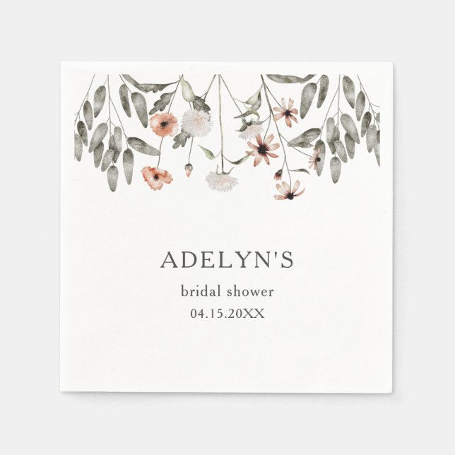 Guardanapo De Papel Chá de Noiva Boho Wildflower (Frente)