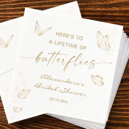 Guardanapo De Papel Chá de Noiva Borboleta de Ouro Branco