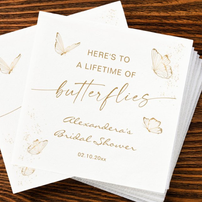 Guardanapo De Papel Chá de Noiva Borboleta de Ouro Branco (Criador carregado)