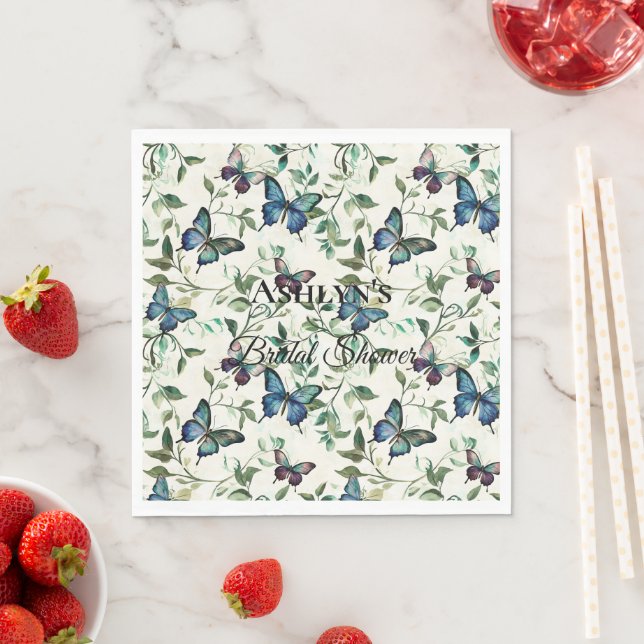 Guardanapo De Papel Chá de Noiva Borboletas Azuis Lindas (Insitu)