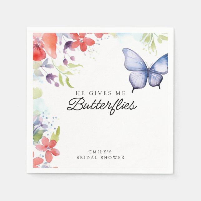 Guardanapo De Papel Chá de Noiva Borboletas no Estômago (Frente)