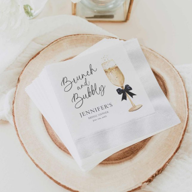 Guardanapo De Papel Chá de Noiva Champagne Moderno (Elegant Brunch and Bubbly Bridal Shower napkins)