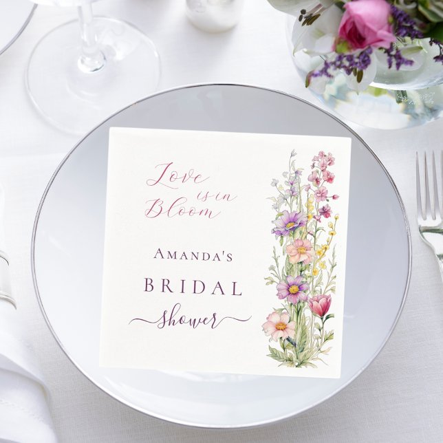 Guardanapo De Papel Chá de Noiva chuva de flores rosa roxo (Criador carregado)