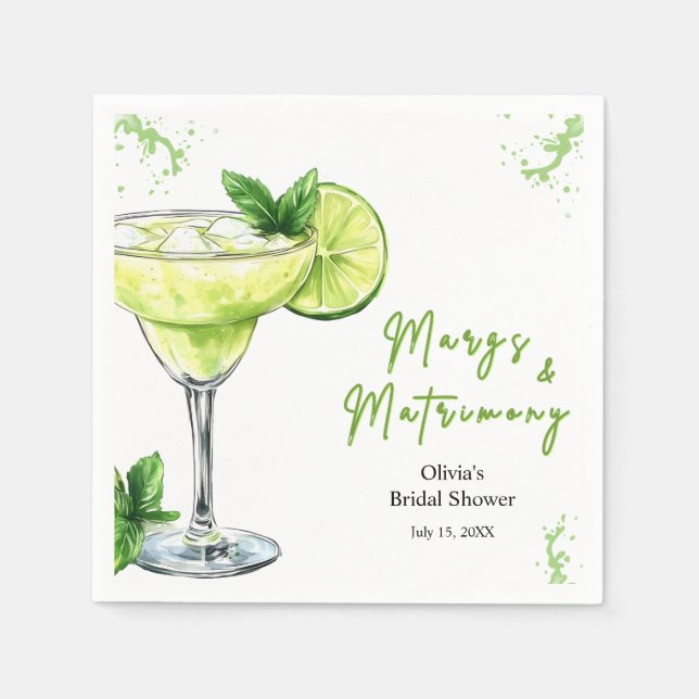 Guardanapo De Papel Chá de Noiva Cocktail Margs e Matrimônio (Frente)