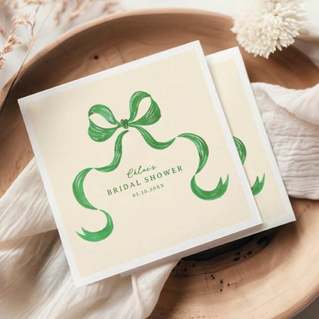 Guardanapo De Papel Chá de Noiva com Arco Desenhado à Mão Verde (Criador carregado)