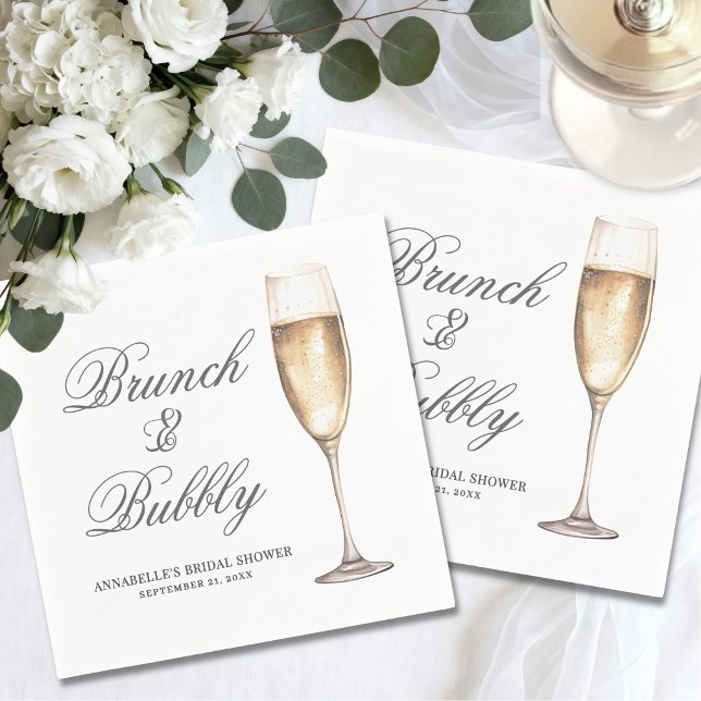 Guardanapo De Papel Chá de Noiva com Brunch e Bolhas (Brunch And Bubbly Bridal Shower Napkins)