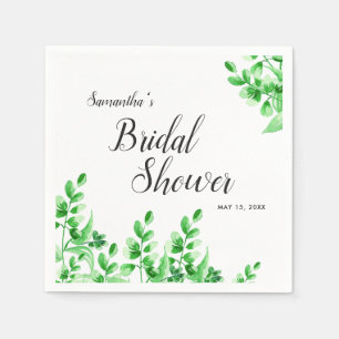 Guardanapo De Papel Chá de Noiva com Caligrafia e Vegetação em Aquarel