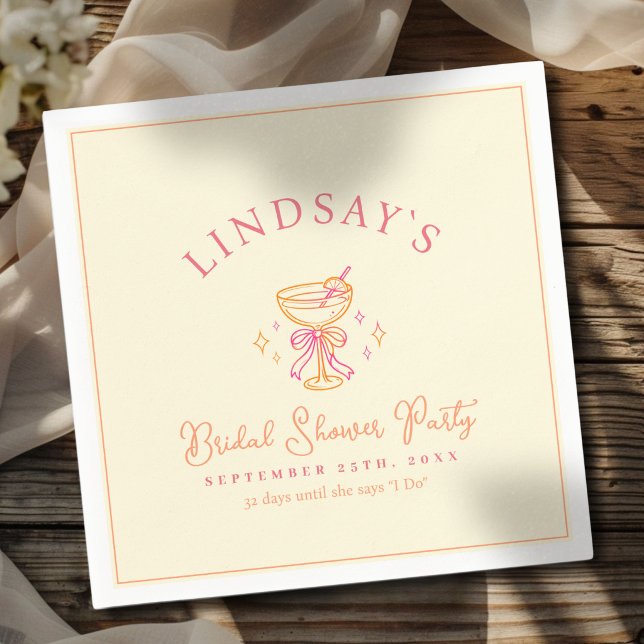 Guardanapo De Papel Chá de Noiva com Coquetel (Coctail Bridal Shower Napkins)