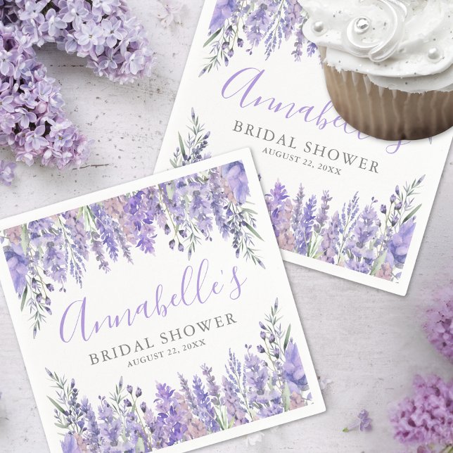 Guardanapo De Papel Chá de Noiva com Floral Roxo (Purple Floral Bridal Shower Napkins)