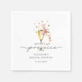 Guardanapo De Papel Chá de Noiva com Flores Cor-de-Rosa, Pérolas e Pro