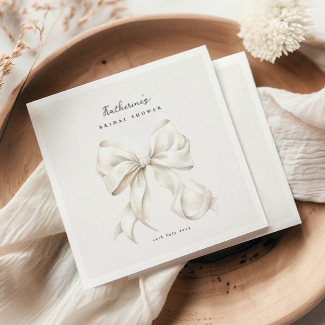 Guardanapo De Papel Chá de Noiva com Laço Branco Elegante (Criador carregado)