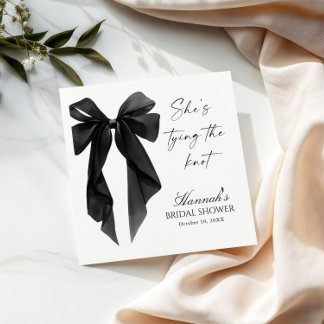 Guardanapo De Papel Chá de Noiva com Laço Preto Elegante