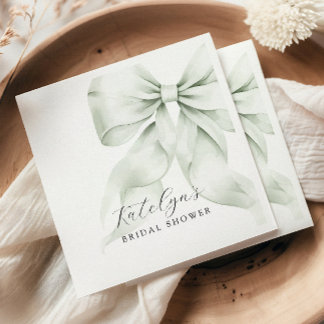 Guardanapo De Papel Chá de Noiva com Laço Verde