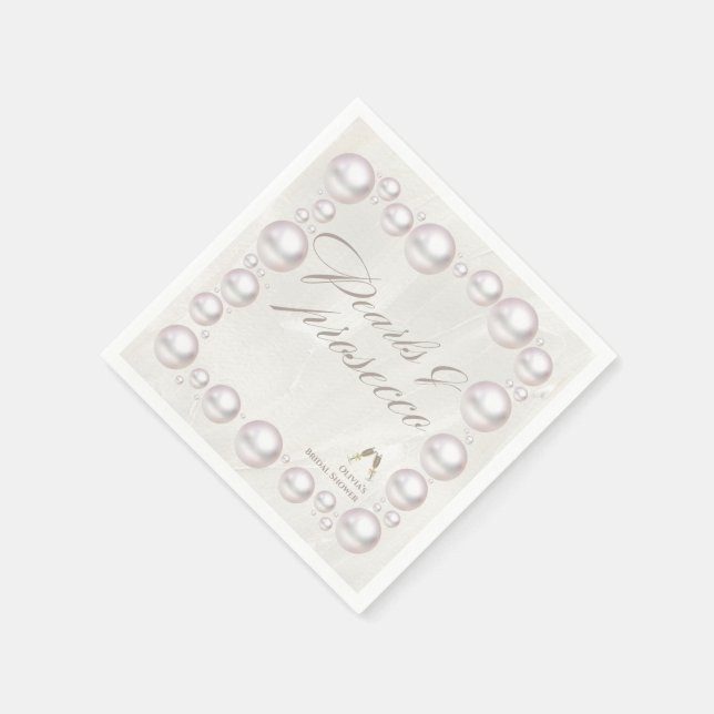 Guardanapo De Papel Chá de noiva com pérolas elegantes e prosecco (Canto)