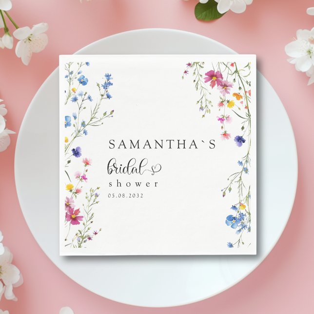 Guardanapo De Papel Chá de Noiva de Flores Silvestres Modernas (Modern Wildflower Bridal Shower Napkins)
