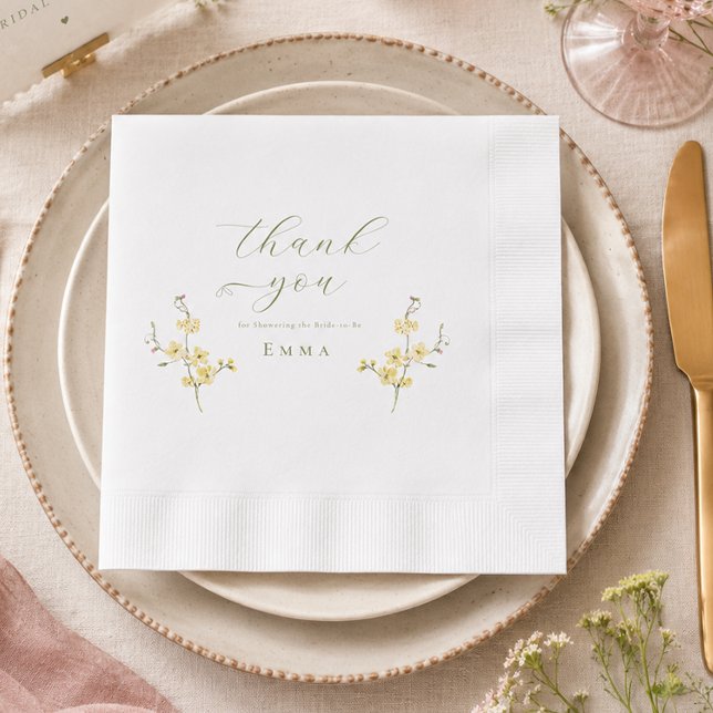 Guardanapo De Papel Chá de noiva de jardim elegante boho flores silves (Elegant Garden Boho Wildflowers Bridal shower Napkins)