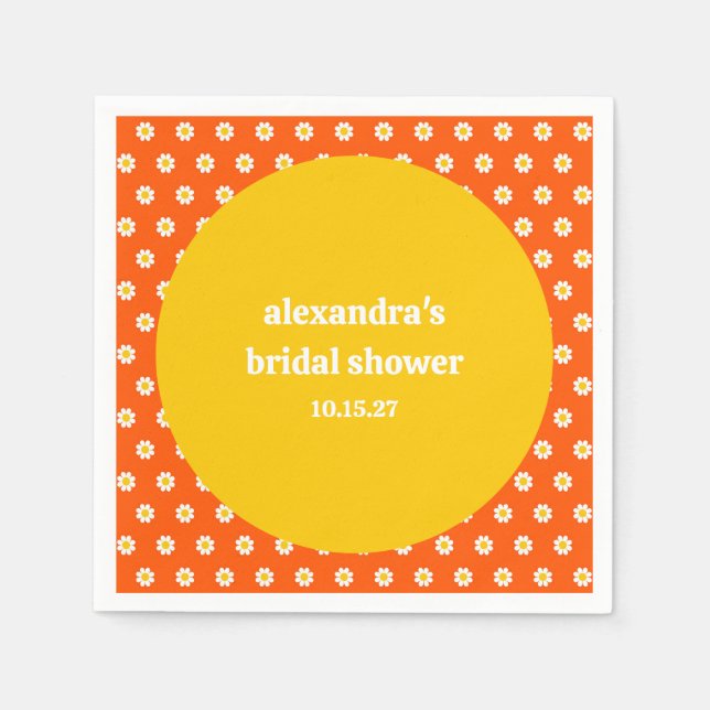 Guardanapo De Papel Chá de Noiva de Margaridas Laranjas Vintage Person (Frente)