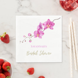 Guardanapo De Papel Chá de Noiva de Orquídeas Rosa