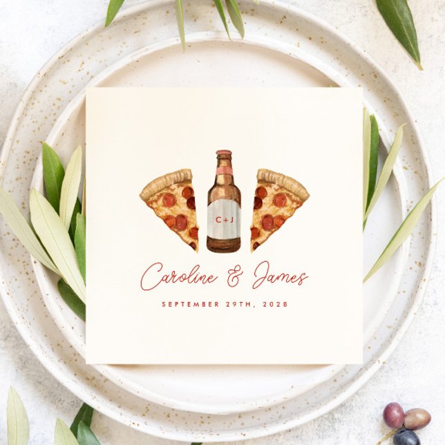 Guardanapo De Papel Chá de Noiva de Pizza e Cerveja para Casais (Criador carregado)