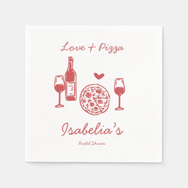 Guardanapo De Papel Chá de Noiva de Pizza Rústica & Vinho (Frente)