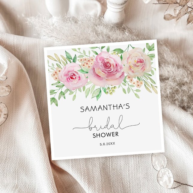 Guardanapo De Papel Chá de noiva de rosas florais elegantes (Criador carregado)