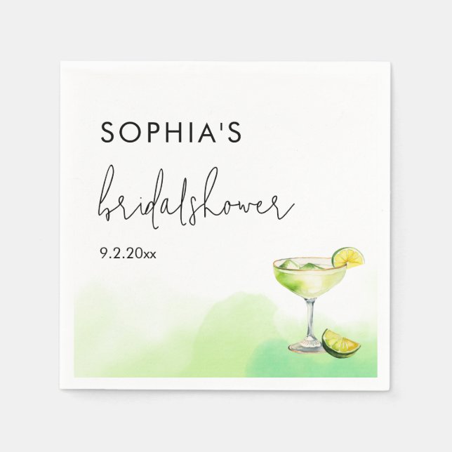 Guardanapo De Papel Chá de Noiva de Tacos de Aquarela e Tequila (Frente)