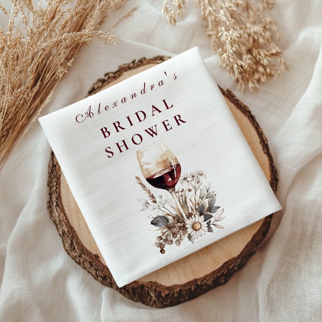 Guardanapo De Papel Chá de Noiva de Vinho Tinto Romântico Rosa (Criador carregado)