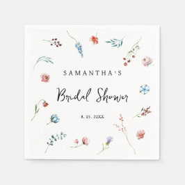 Guardanapo De Papel Chá de noiva delicado com flores silvestres no jar