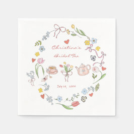 Guardanapo De Papel Chá de Noiva Desenhado à Mão Caprichoso