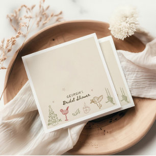 Guardanapo De Papel Chá de Noiva Desenhado à Mão de Natal