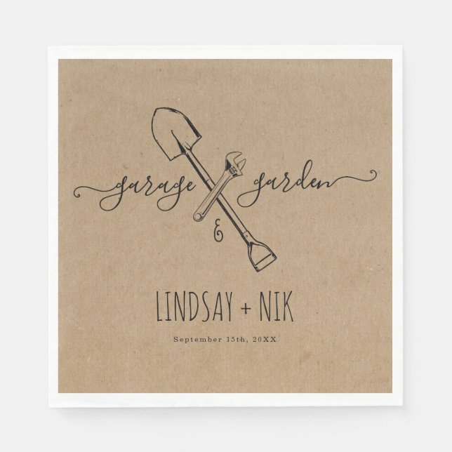 Guardanapo De Papel Chá de Noiva e Casal - Garagem e Jardim (Frente)