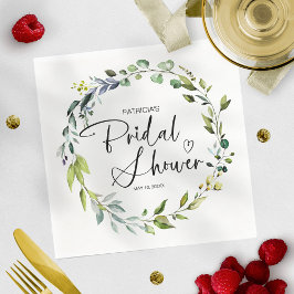 Guardanapo De Papel Chá de Noiva Elegante com Folhagens