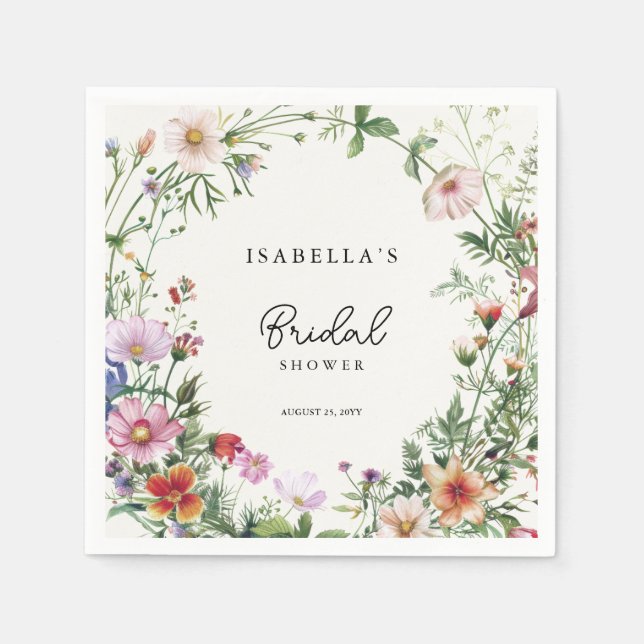 Guardanapo De Papel Chá de Noiva Elegante de Flores Silvestres (Frente)