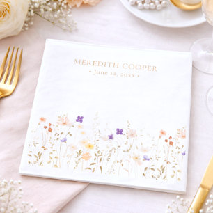 Guardanapo De Papel Chá de Noiva Elegante de Flores Silvestres Românti