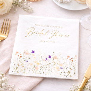 Guardanapo De Papel Chá de Noiva Elegante de Flores Silvestres Românti