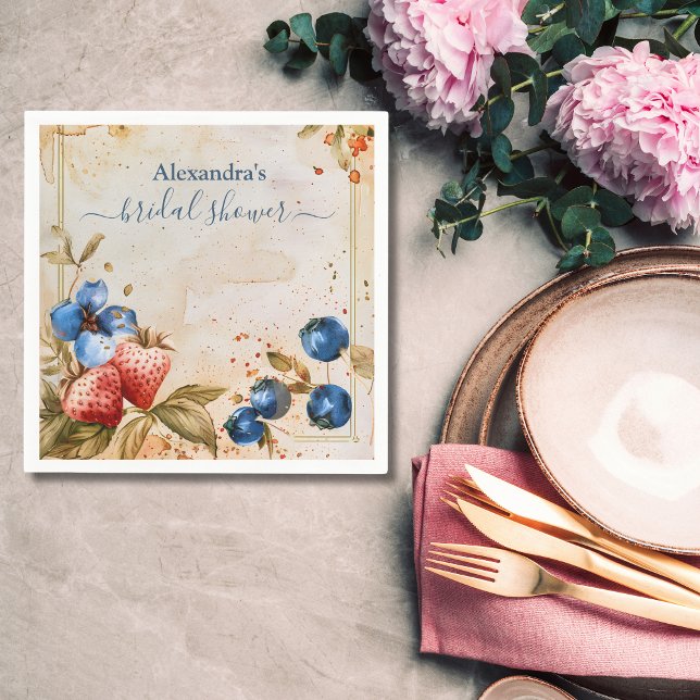 Guardanapo De Papel Chá de Noiva Elegante Doce de Morango Silvestre (Criador carregado)