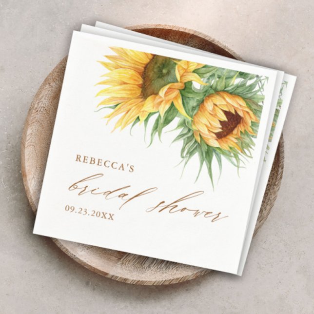 Guardanapo De Papel Chá de Noiva Elegante Rústico com Girassóis (Rustic sunflower bridal shower paper napkins.)