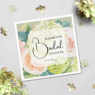 Guardanapo De Papel Chá de Noiva em Tons de Verde Musgo com Flores em